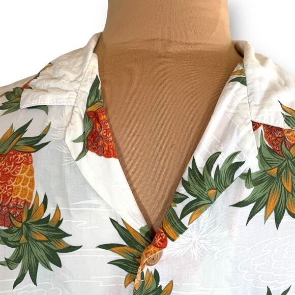 Vintage Paradise Found Shirt Hawaiian Pineapple Printed Boxy Camp Collar Top - Picture 2 of 9
